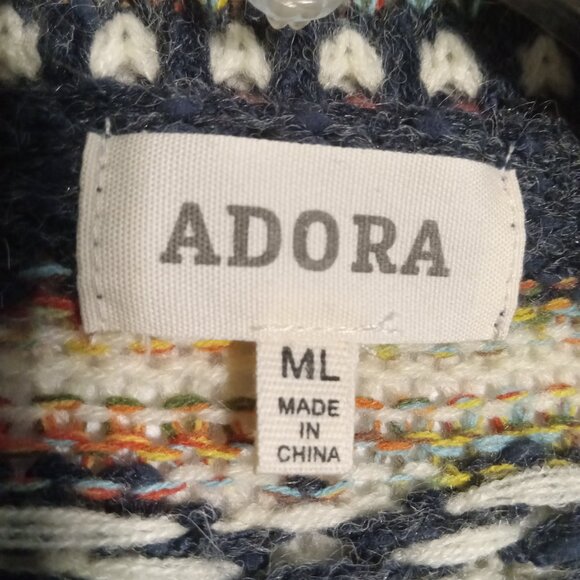 Adora Women's Navy Fringe Hem Tribal Cardigan Sweater Size ML CESW2173 - Picture 3 of 4